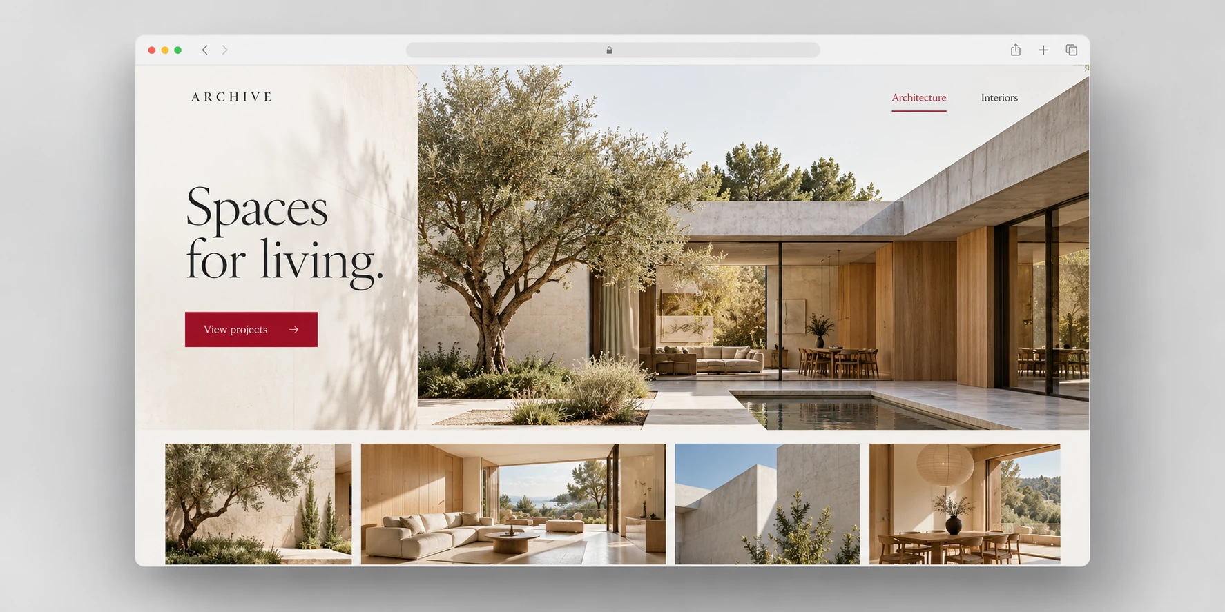 Archive Studio: Architecture & interiors website · Design concept