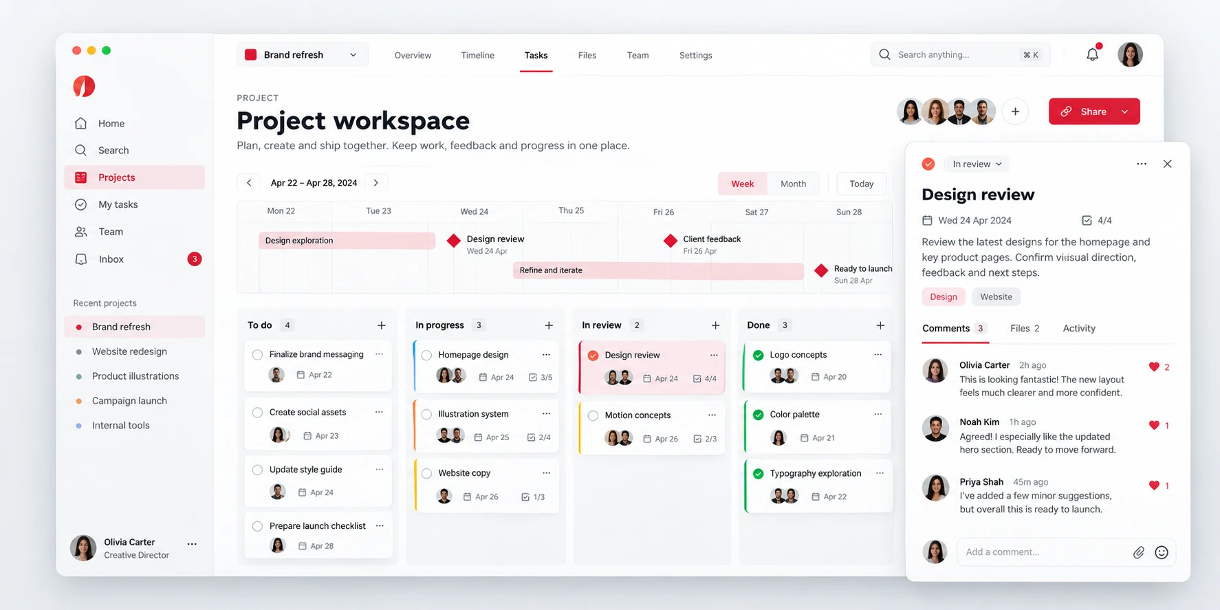 Frameflow: Collaborative project workspace · Design concept